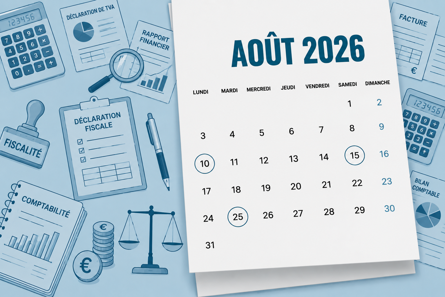 Calendrier fiscal - Août 2026